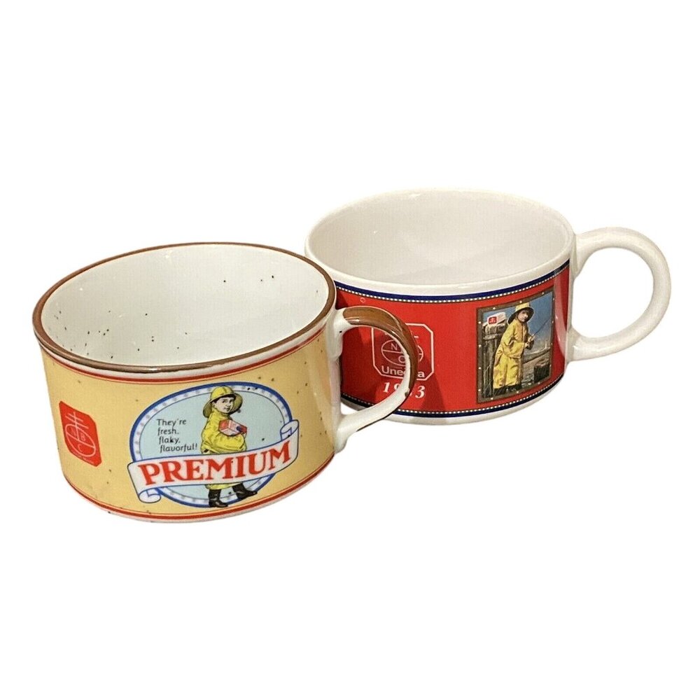 Vintage 90s Nabisco Crackers Soup Mug Lot of 2‎ Advertising Kitchen Decor Foodie